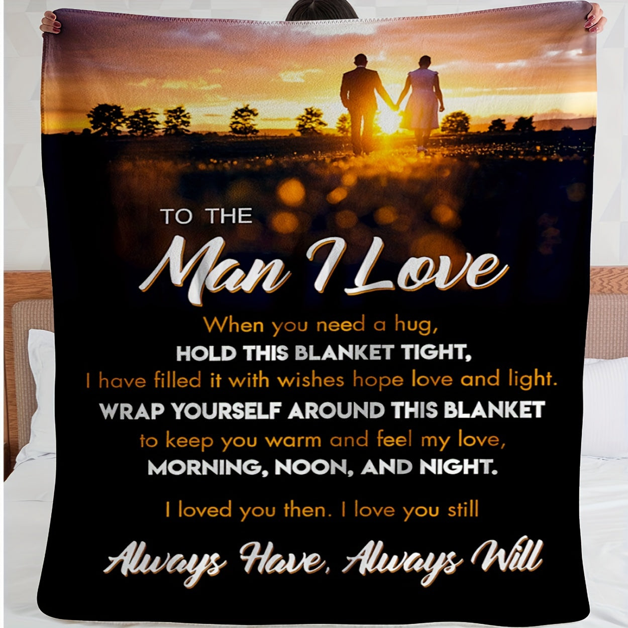 1pc Husband Gift Blanket | I Love You Valentine'S Day & Birthday Present, Cozy All-Season Throw with Romantic Couple Design, Perfect for Husbands & Boyfriends, Polyester Flannel