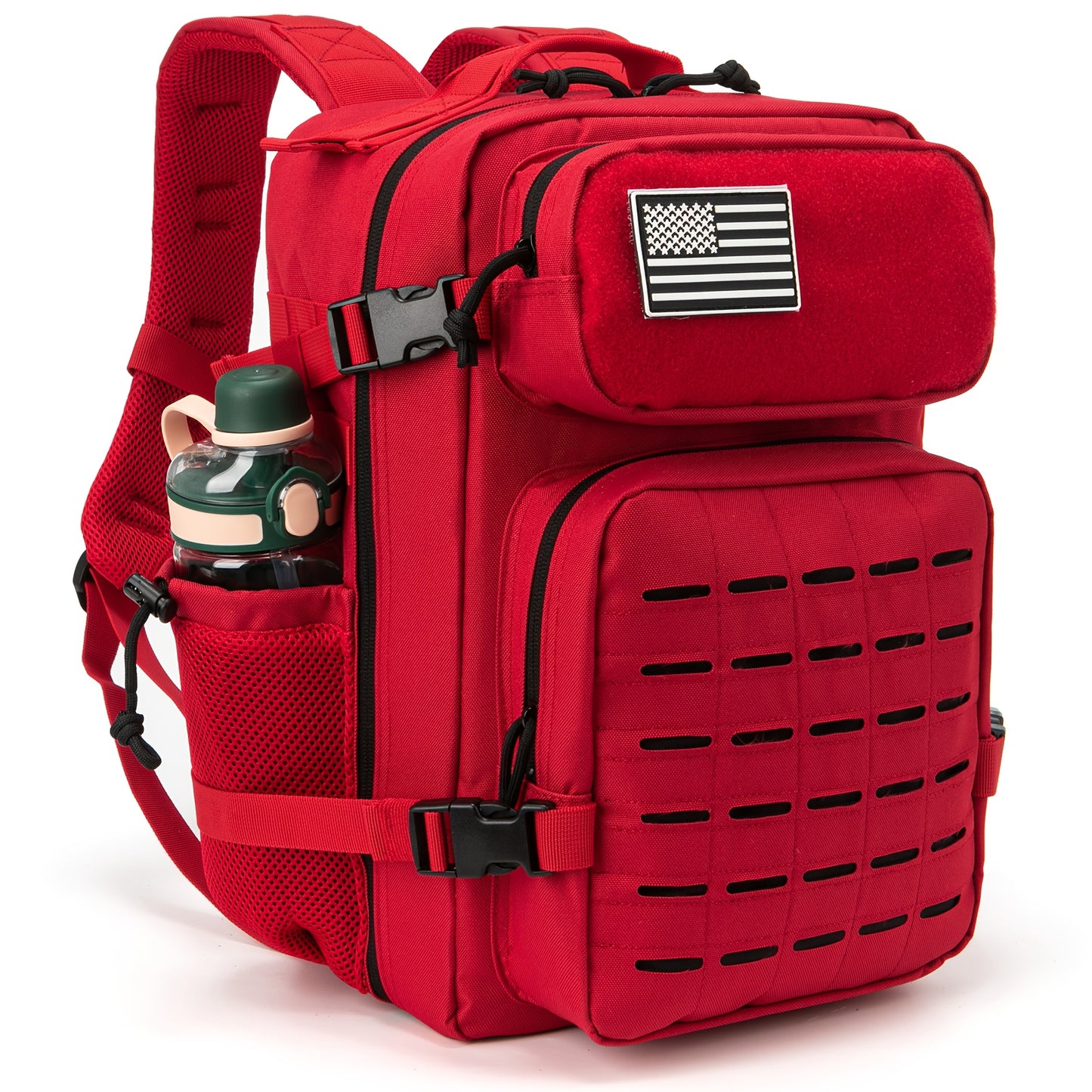 6.6 Gallon Unisex Tactical Backpack Molle Daypack For Hiking Trekking Emergency Use With Dual Cup Holders Rucksack