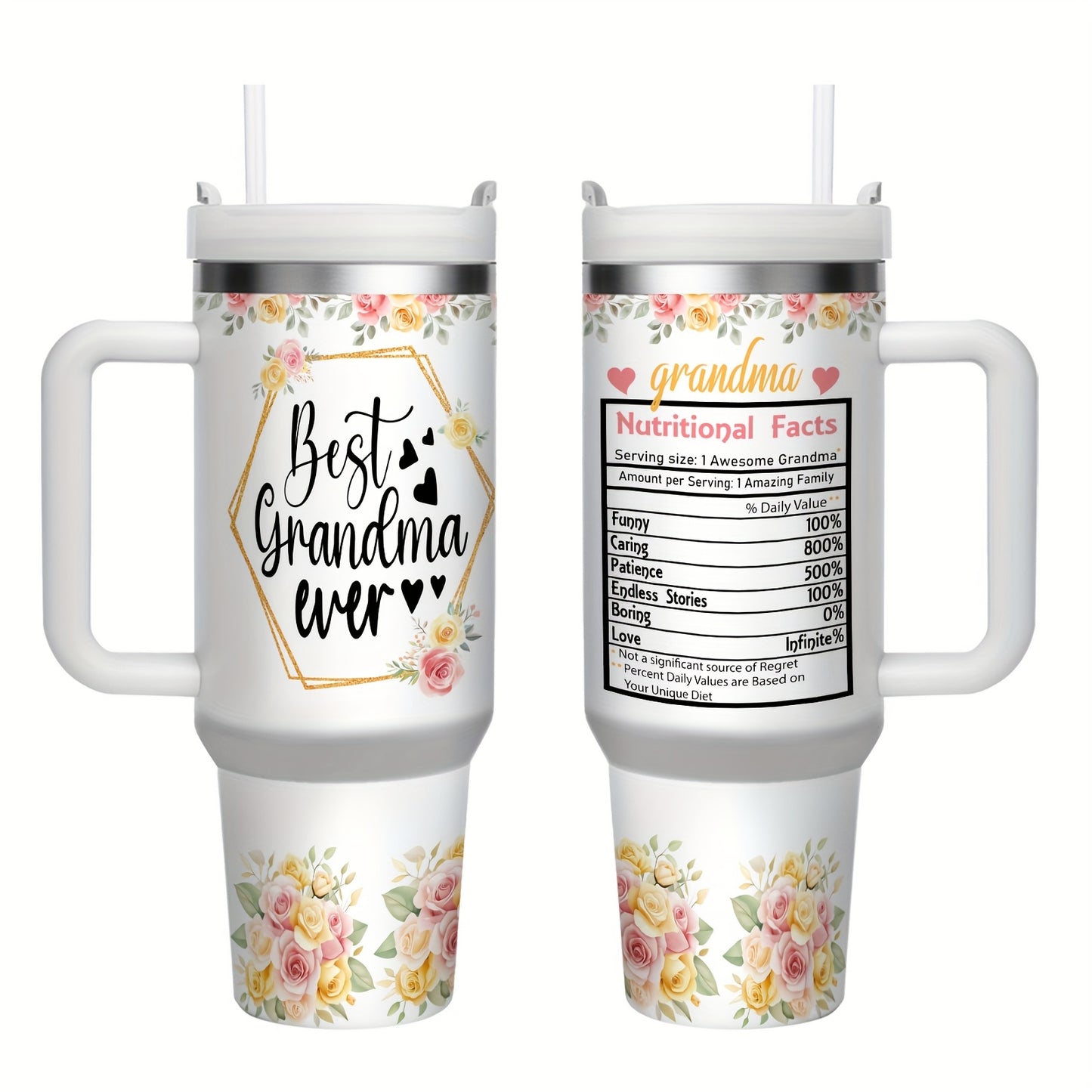 1pc 40 OZ Insulated Stainless Steel Tumbler - Keeps Drinks Cold For 24 H- Hot For 12 H -Durable, Portable & Stylish | Perfect For Home, Office -Everyday Use - Thoughtful Gift For Mama, Grandma, Aunt, Sister, Girlfriend - Wife