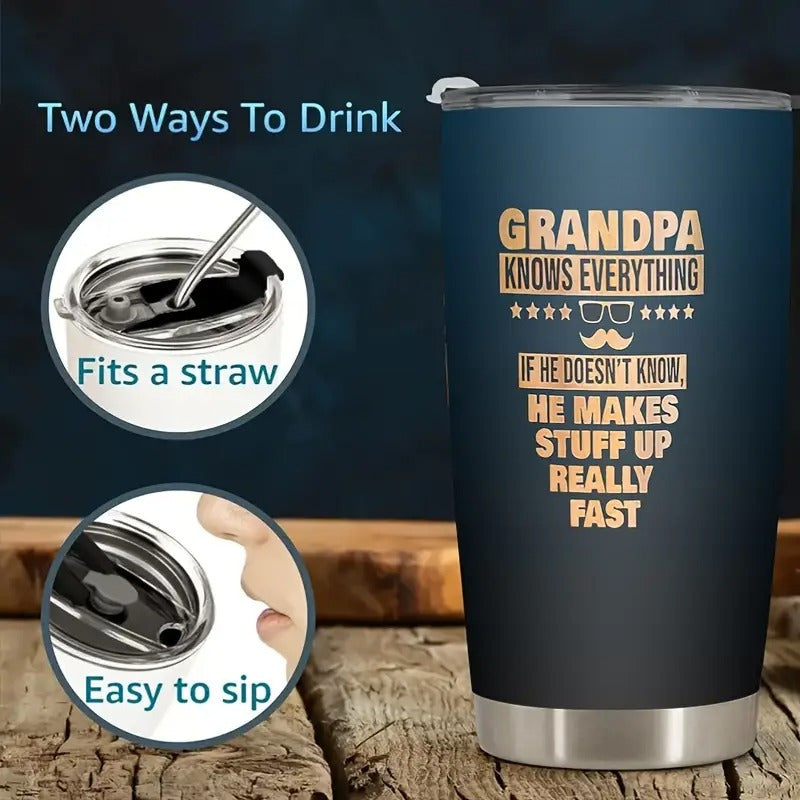 Funny Grandpa Retirement Birthday Gift Insulated Stainless Steel Travel Mug for Seniors Perfect Gag Present for Grandpas