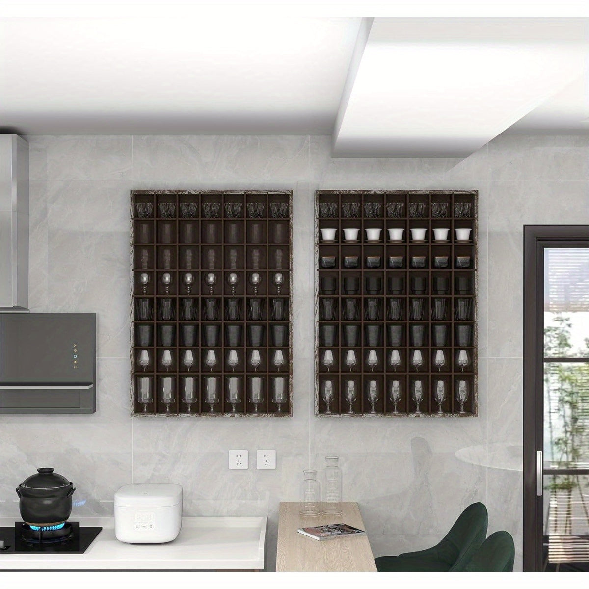 Nisorpa Wall Mounted Display Cases for Shot Glasses 56 Slots