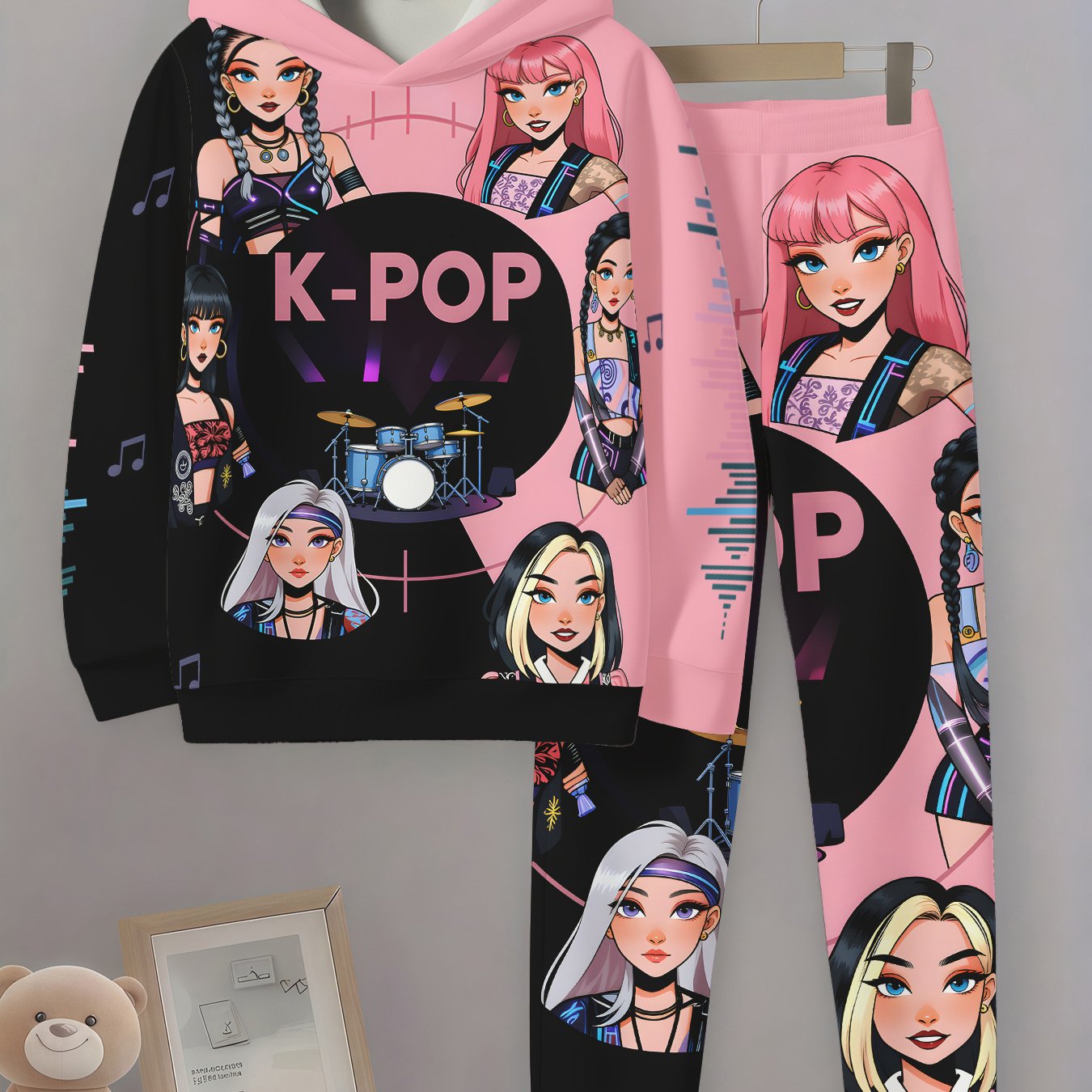 3D Printed Casual Sweatshirt and Sweatpants Set for Girls, Perfect for Outdoors, Perfect for Outdoor