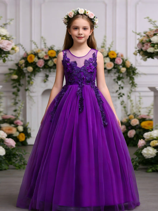 NOVA BLUE Princess Performance Dress For Girls Sleeveless Floor Skating