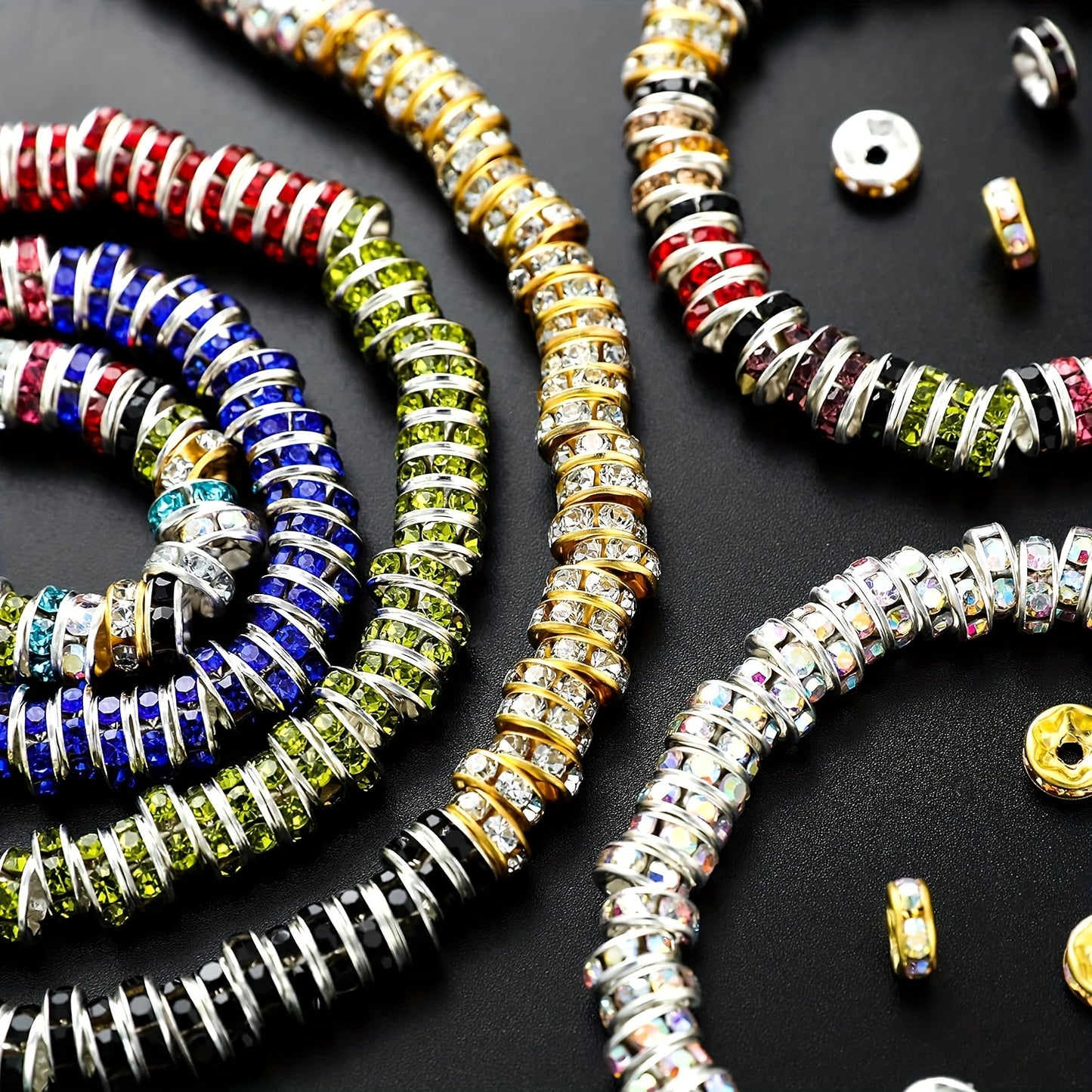1080pcs Crystal and Rhinestone Spacer Beads for DIY Jewelry Making