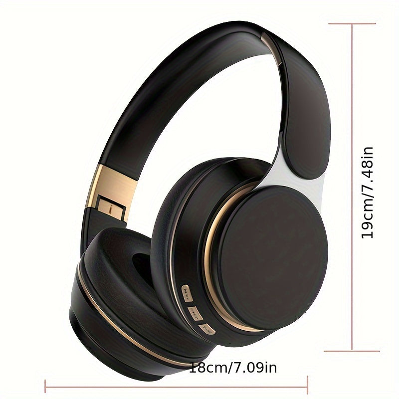 Wireless Over Ear Headphones, Portable Headphones, Foldable Headphones WIth Mic, FM Radio, 3.5MM AUX Cable, Soft-Earpads, Support TF Card Play For Travel Home Office Cellphone PC