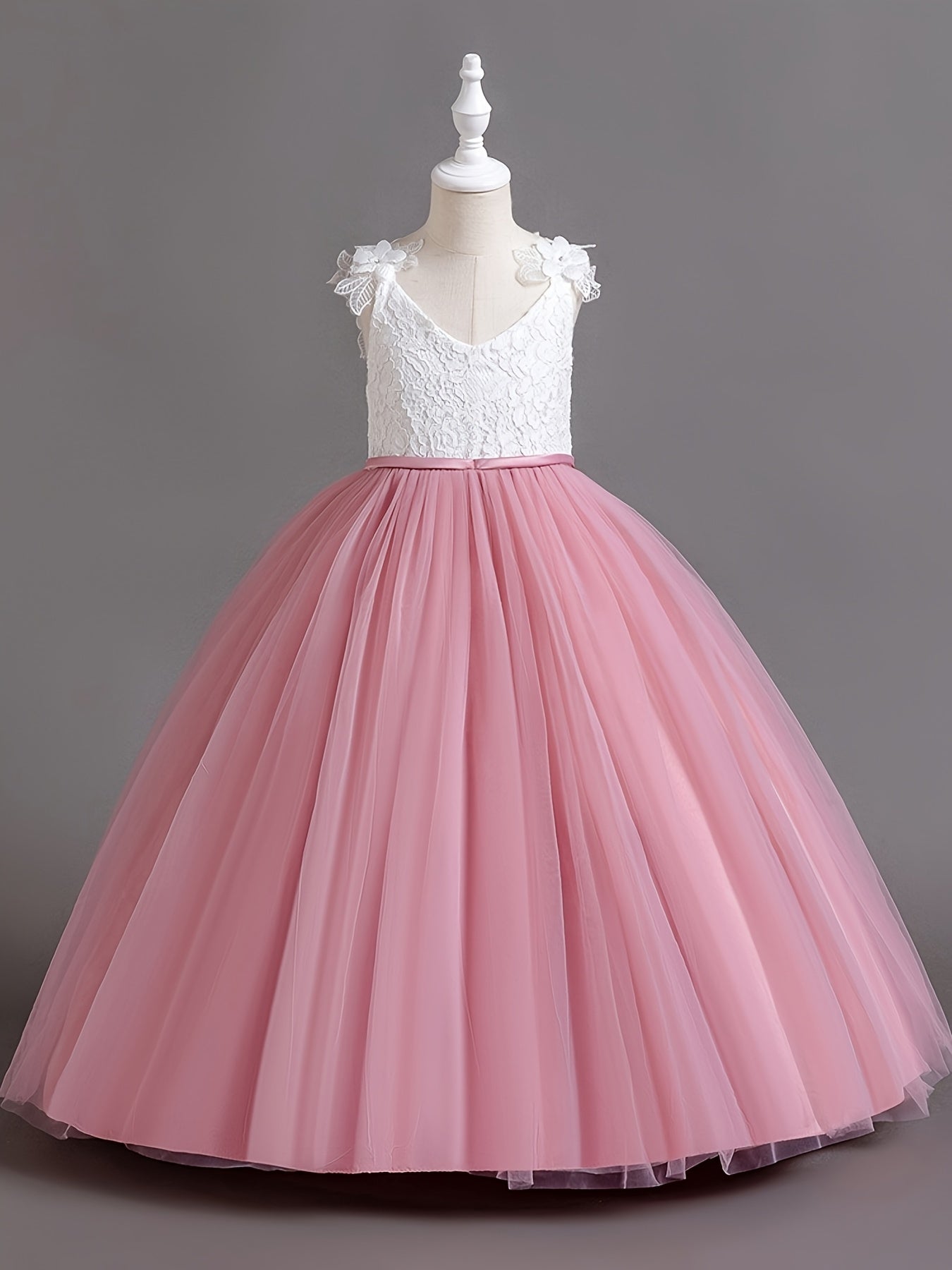 Girls Wedding Dress Strapless Mesh Princess Dress For Weddings Proms