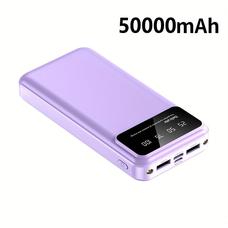 HINNEC 50000mAh Portable Power Bank with USB Type C LED Display and Flashlight for Outdoor Travel Emergency Backup