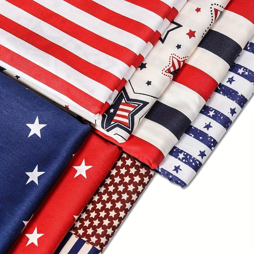 HHMC 7pc Patriotic American Flag Cotton Precut Squares