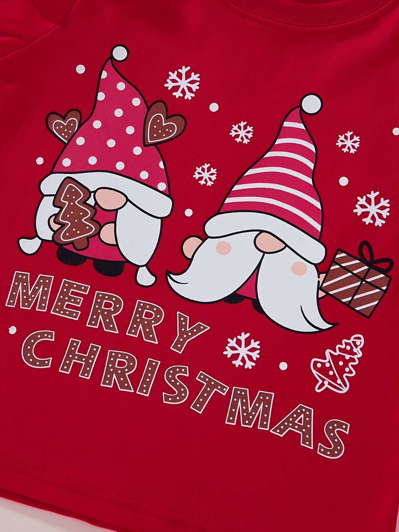 Kids Christmas Homewear Two Piece Set Red Round Neck