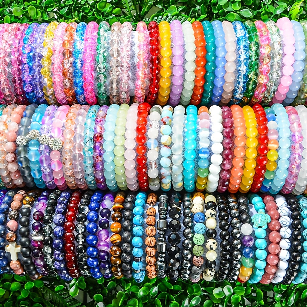 Bohemian Glass Beaded Bracelet 50pcs Set for Men and Women