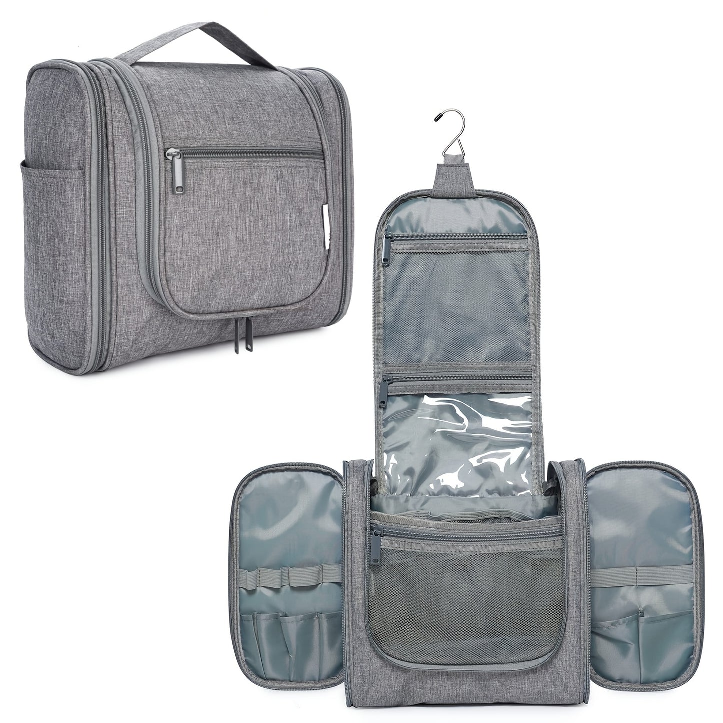 Women's Large Capacity Hanging Toiletry Bag - Travel Cosmetic Organizer with Hanging Hook & Top Handle, Zipper Closure, Lightweight Makeup Case with Multiple Compartments - Elegant Purple, Airport Approved for Carry-On Luggag