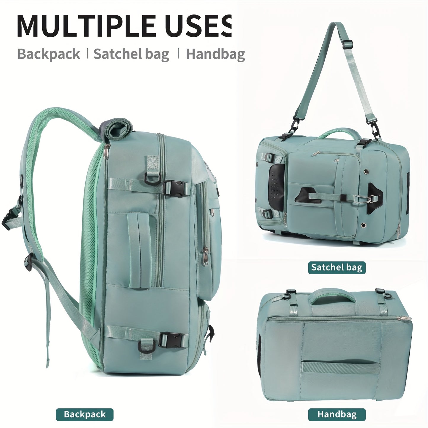 Men's & Women's Large Capacity 17.3" Laptop Backpack - Heavy-Duty Travel Duffel Bag with Shoe Compartment, Convertible Carry-On, Unisex Laptop Suitcase Replacement, Machine Washable (Black) for Business,, Airplane Use - Multi