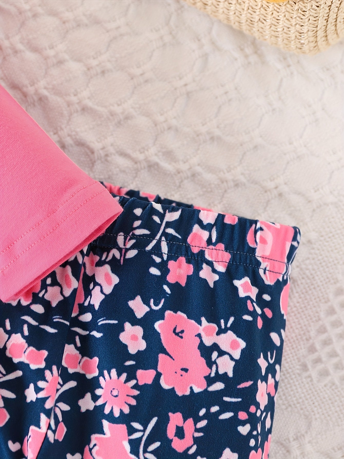 Toddler Baby Girls Clothes Set 3pcs Floral Soft Crewneck Long Sleeve Top+Pants Outfits With Headband, for Outdoor