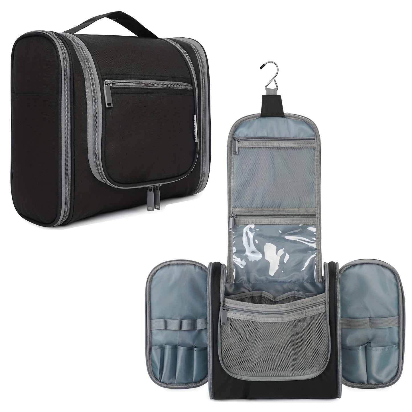 Women's Large Capacity Hanging Toiletry Bag - Travel Cosmetic Organizer with Hanging Hook & Top Handle, Zipper Closure, Lightweight Makeup Case with Multiple Compartments - Elegant Purple, Airport Approved for Carry-On Luggag