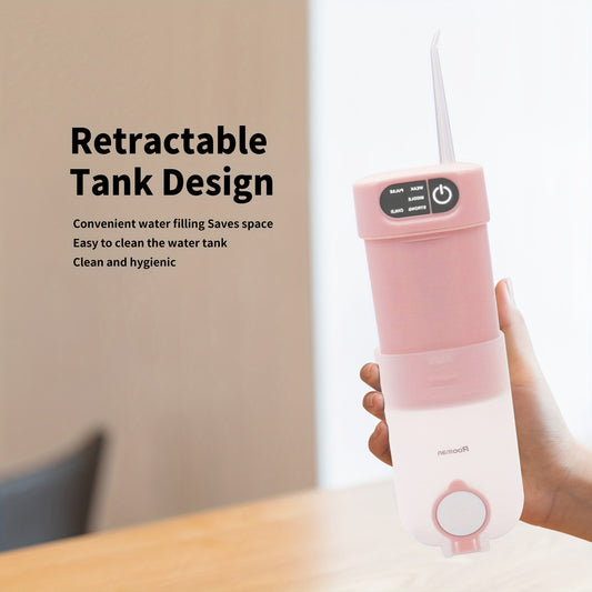 ROOMAN HP-01 Portable Smart Water Flosser Teeth Cleaner, Retractable Oral Irrigator, 6 Pulse Gears, 5 Accessories Travel Accessories Must Haves, USB Charging Design