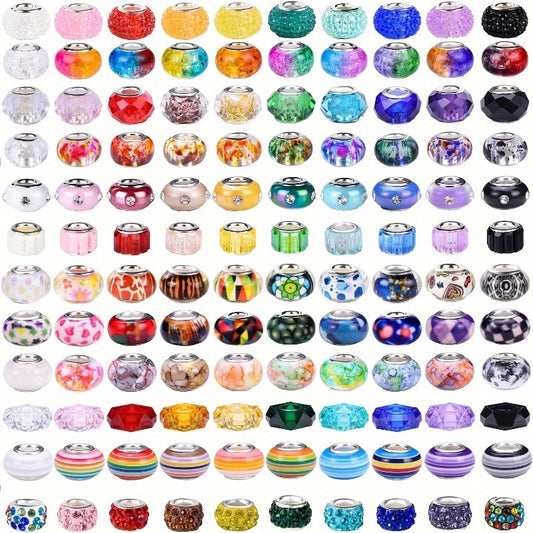 200 Large Hole Melange Beads for Jewelry Making - Including And Lampshade Beads, Suitable for Bracelets, Necklaces And Earrings, Metal Spacer Beads for Jewelry Making, Bead For Jewelry Making Kit, Bead For Jewelry Making Set,