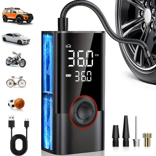 Cordless Digital Air Compressor, Portable Tire Inflator Pump With 150PSI High Pressure For Car, Motorcycle, Bike, SUV, Truck - Auto Emergency Kit, Camping Travel Gift For Men, Dad
