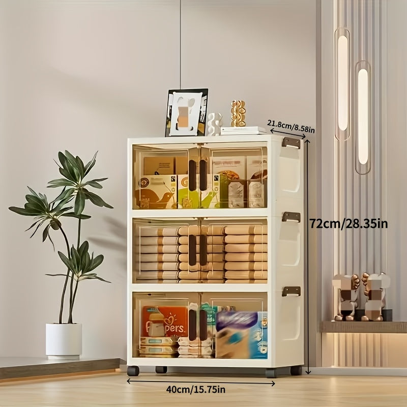 3-4-5 Layer Folding Storage Cabinet With Lid And Wheels