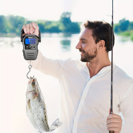 Great Christmas Gifts-Portable Scale 110 Lbs/50kg Hanging Fishing Scale with Backlit LCD Display, Luggage Scale with Hook, Suitable for Outdoor Fishing, Shopping In The Mall, And Travel Luggage.