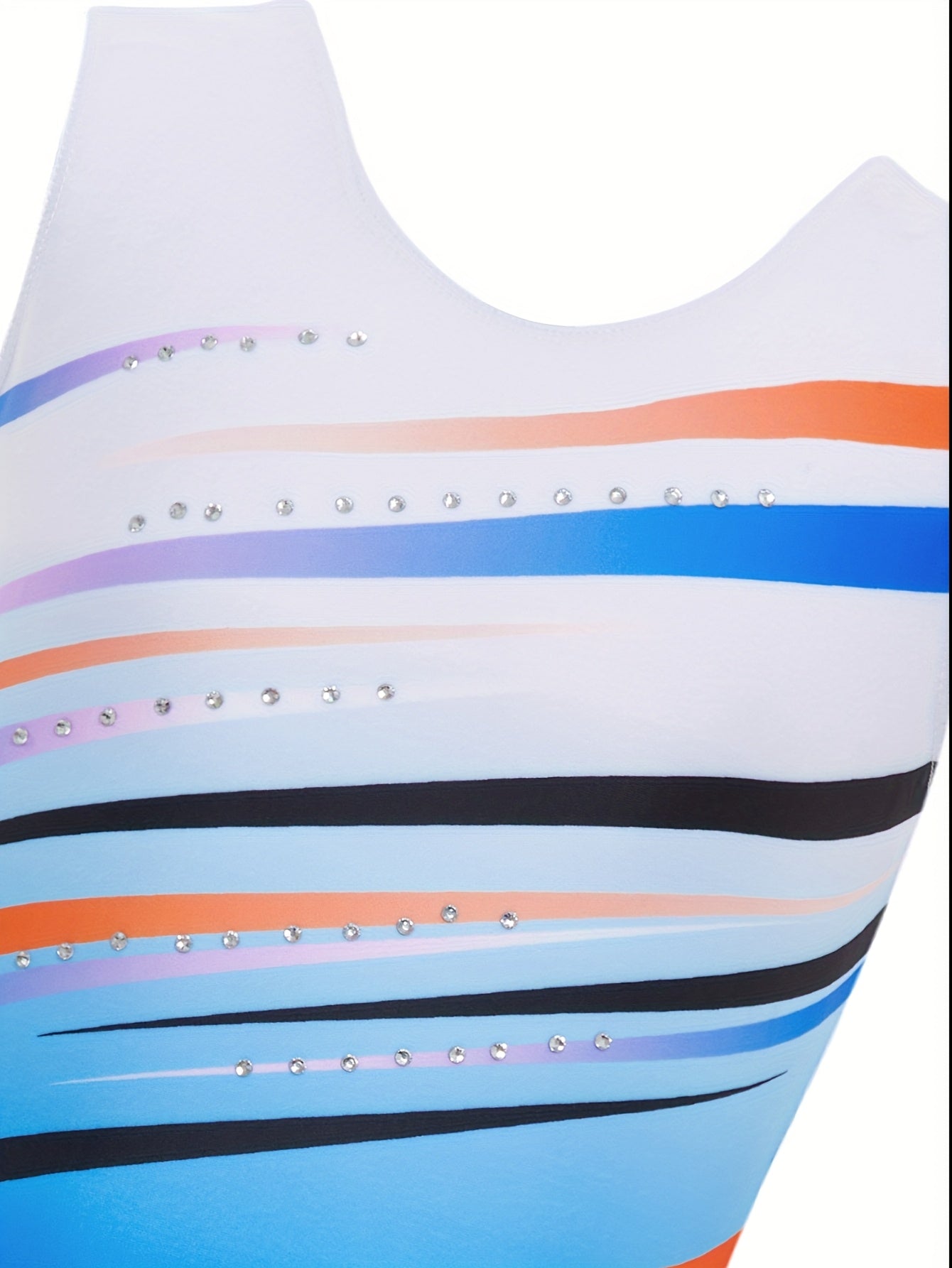 2 Piece Girls Gymnastics Leotards Hairband Sleeveless Unitard Gradient Sequin Design Rhinestone Embellishments Ages 3