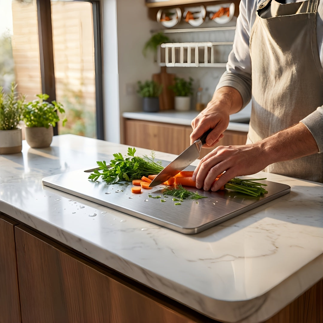 3pcs Pure Titanium Cutting Board Set, 2025 Upgrade.Double-Sided Durable Metal Boards.Dishwasher Safe Kitchen Cutting Boards