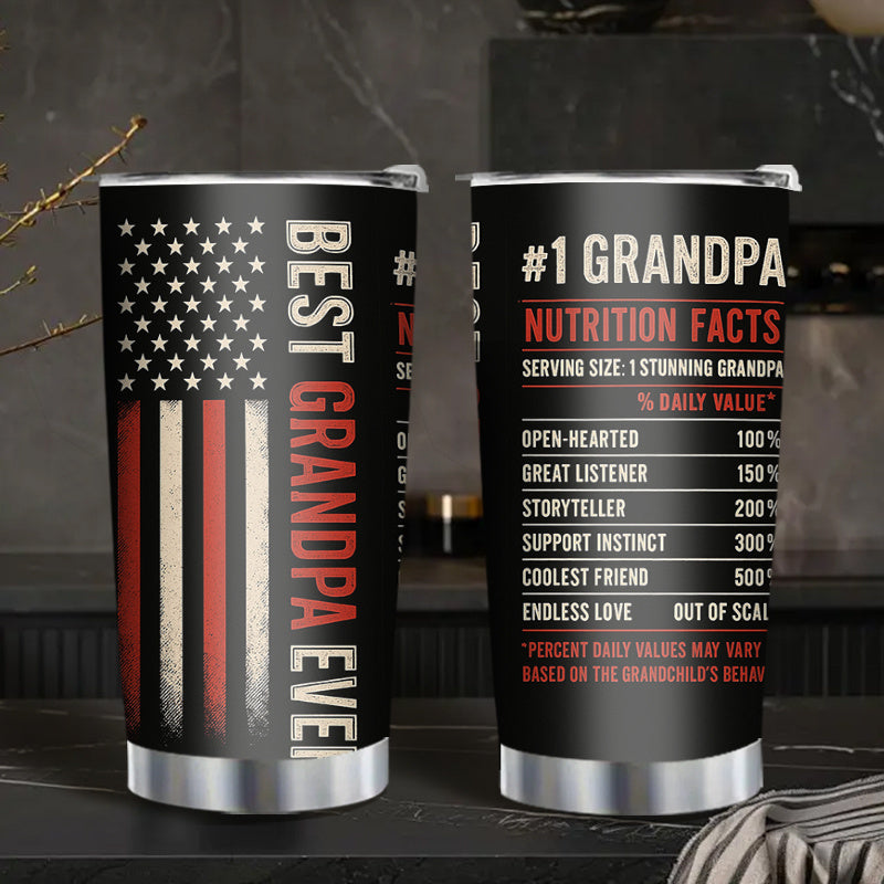 1pc Grandpa-Themed 20oz Stainless Steel Travel Mug - Leakproof Thermos Cup with American Flag design, Keeps Hot/Cold Drinks for Hours, Dad Grandpa Gifts for Father's Day, Birthday, Christmas - Easy-Clean Surface