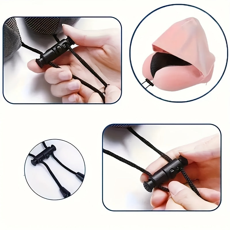 U-Shaped Hooded Travel Pillow with Adjustable Strap & Hood - Portable Neck Support for Airplane, Car, Camping, Home - Easy-Clean Headrest