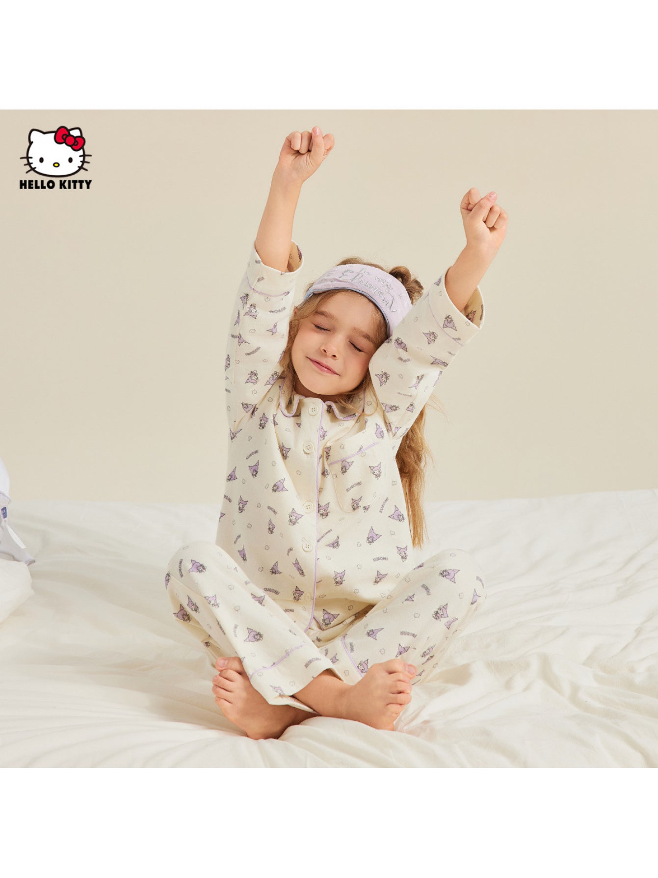 [Officially Licensed] 2pcs Sanrio Girls' Two-Piece Set - Cute Anime Character Print (Cinnamoroll/Tailor) All-Season Soft Light -Friendly Fabric, Loose-Fit Long Sleeve Top & Pants with Elastic Waist, Cozy Casual Outfit for Hom