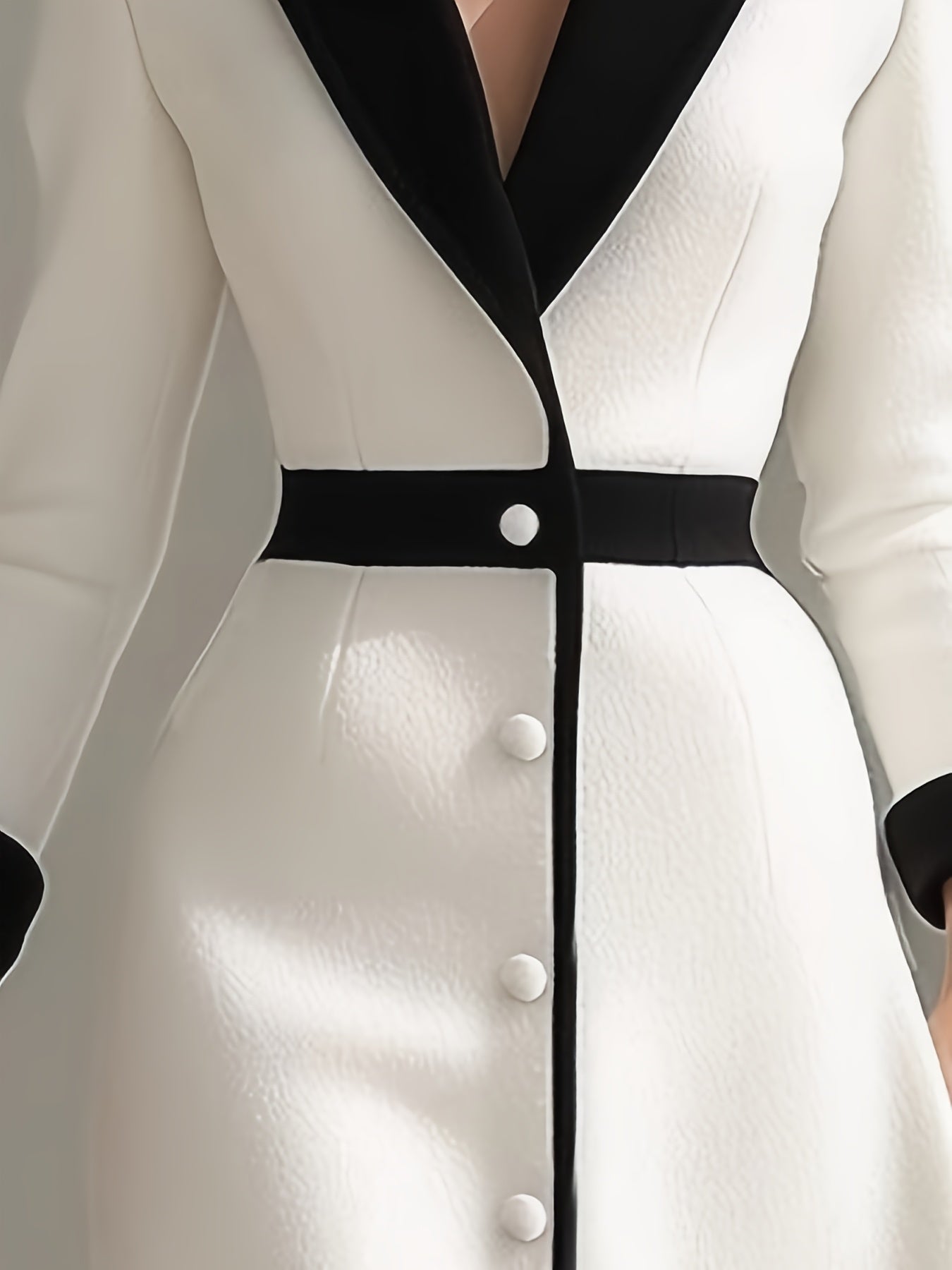 Women's Elegant French A-Line Dress - High-Waisted Black & White Dress with Short/long Sleeve Options, Machine Washable Wedding Guest Gown for Fall/Winter Parties, Prom, and Special Occasions