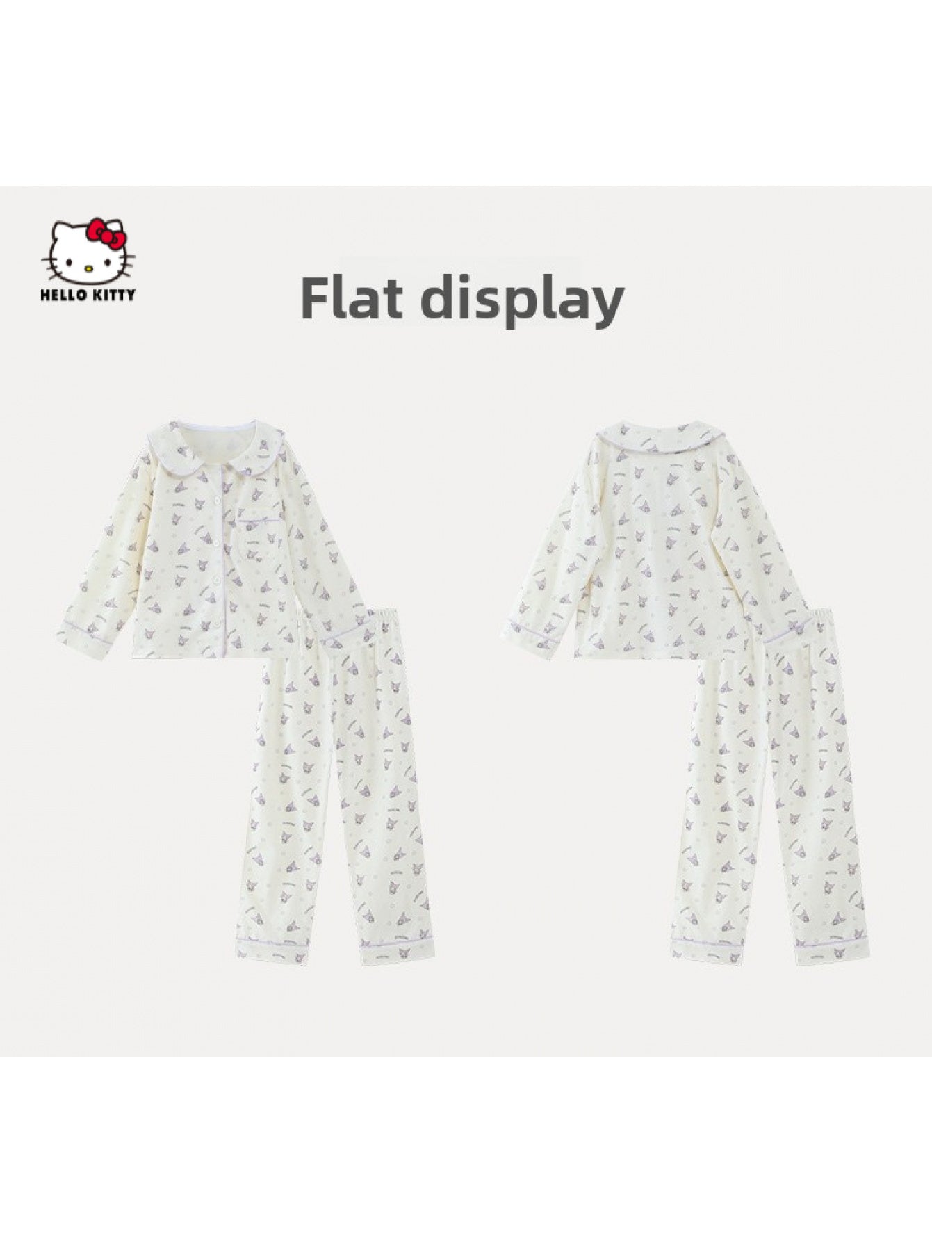 [Officially Licensed] 2pcs Sanrio Girls' Two-Piece Set - Cute Anime Character Print (Cinnamoroll/Tailor) All-Season Soft Light -Friendly Fabric, Loose-Fit Long Sleeve Top & Pants with Elastic Waist, Cozy Casual Outfit for Hom