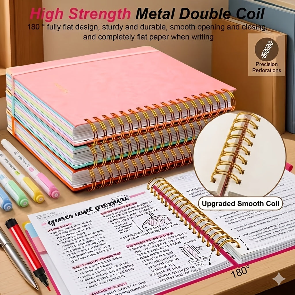 Hardcover Spiral Notebook With Removable Dividers And Tabs 300 Pages