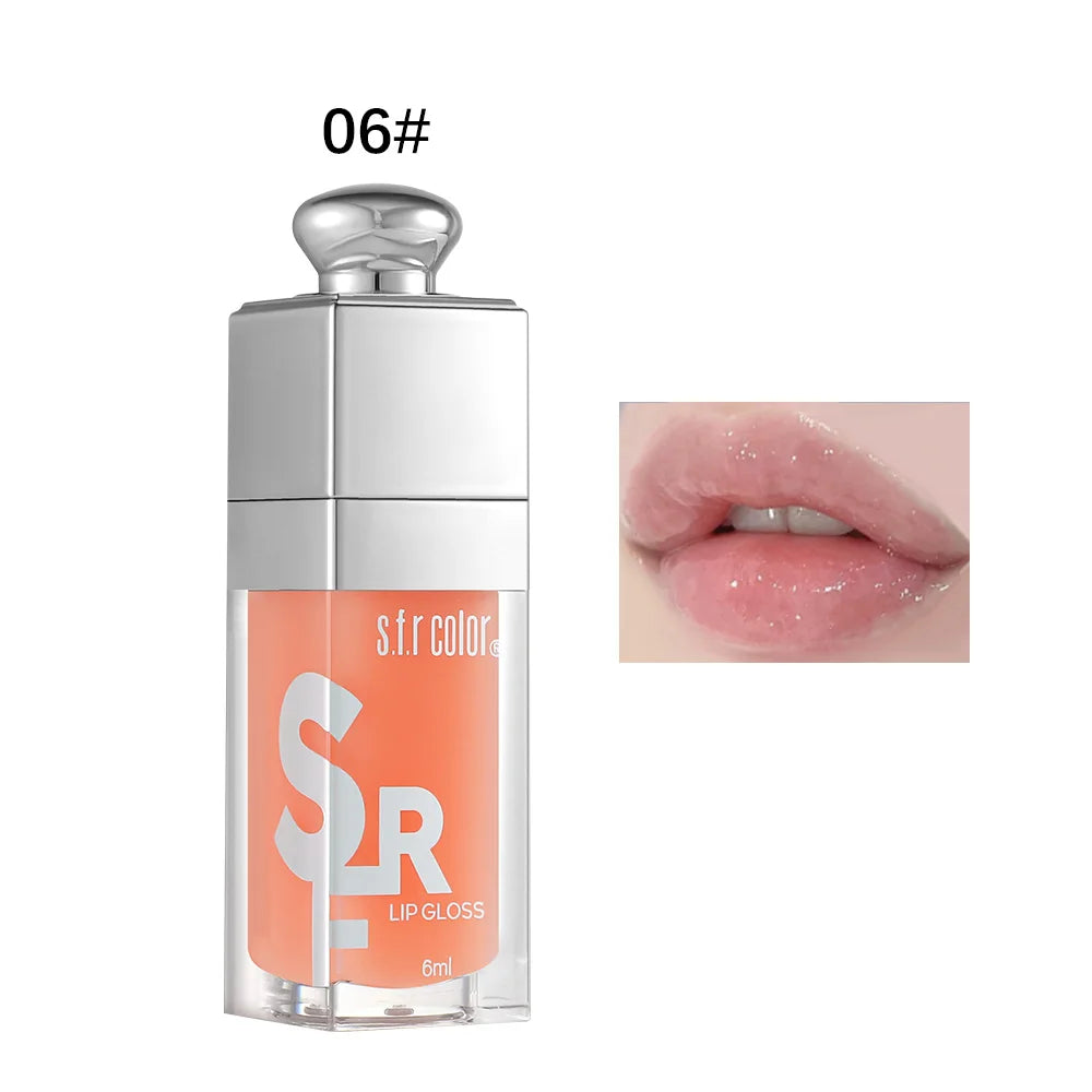 Hydrating Mirror Lip Gloss 6ml Shimmer Glitter Lip Oil Long Lasting Moisturizing Plump Lip Tint Waterproof Non‑sticky Liquid Lip Gloss Daily Lip Makeup Cosmetics
