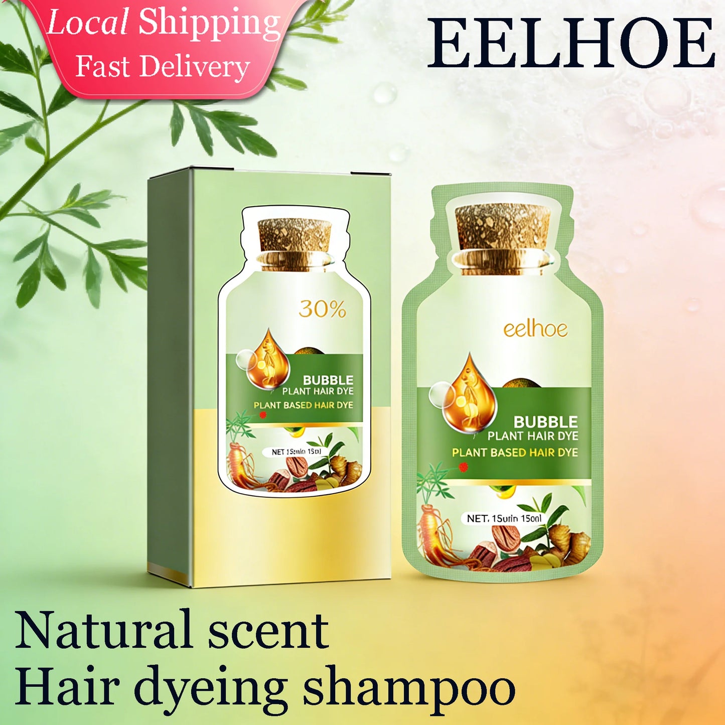 10pcs Herbal Hair Dyeing Bubble Shampoo Non-irritating Fast Change Hair Color Repair Gray White Hair Smoothing Dyeing Shampoo