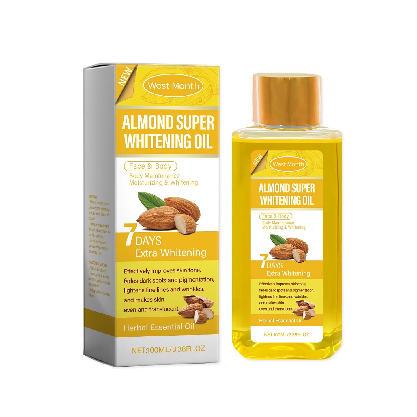 100ml West&Month Body Whitening Oil Daily Gentle Moisturize Reduce Fine Lines Wrinkles Delay Skin Aging Young Tighten Body Oil