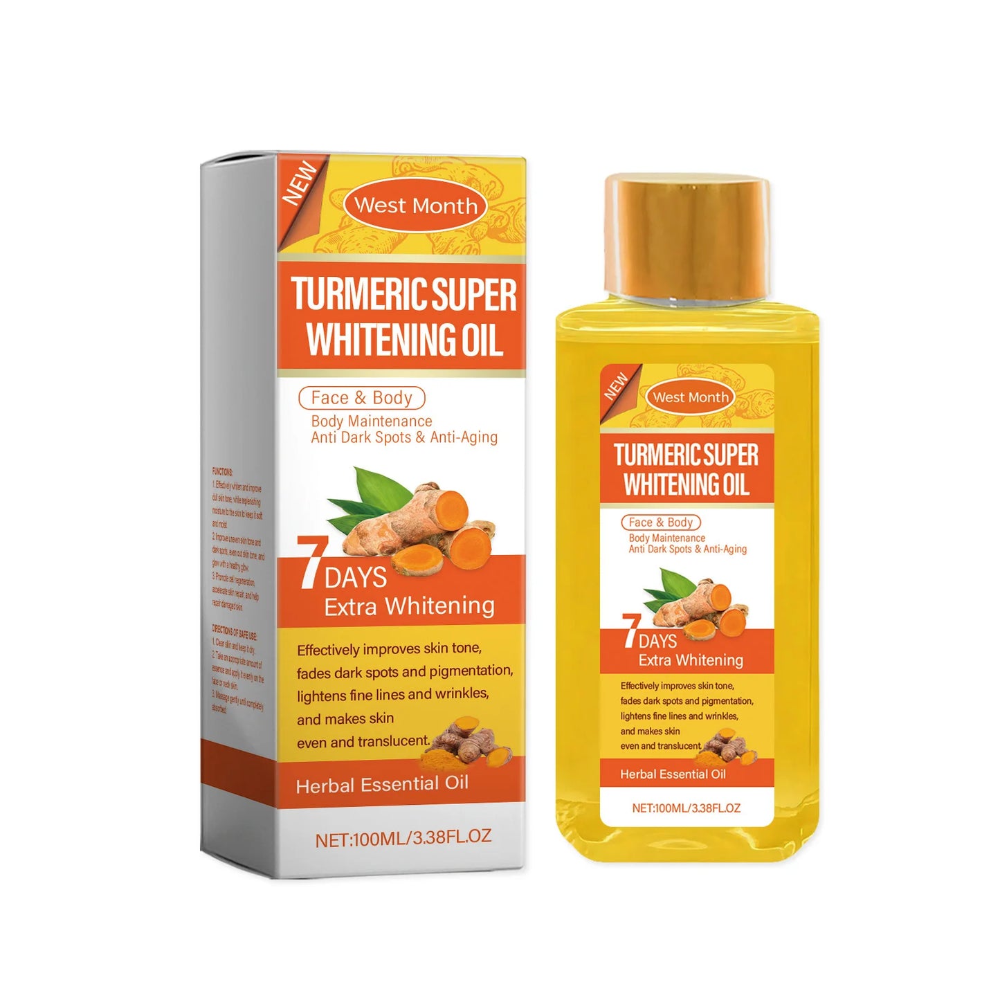 100ml West&Month Body Whitening Oil Daily Gentle Moisturize Reduce Fine Lines Wrinkles Delay Skin Aging Young Tighten Body Oil