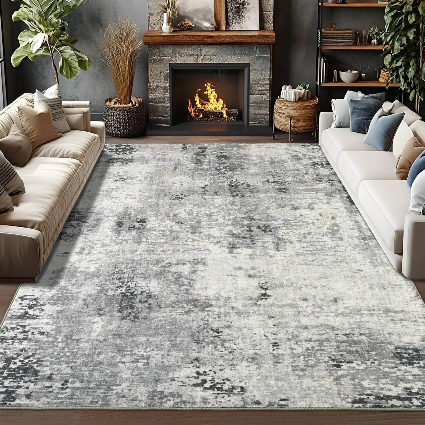 NoahasCN Modern Abstract Living Room Area Rug Non Slip