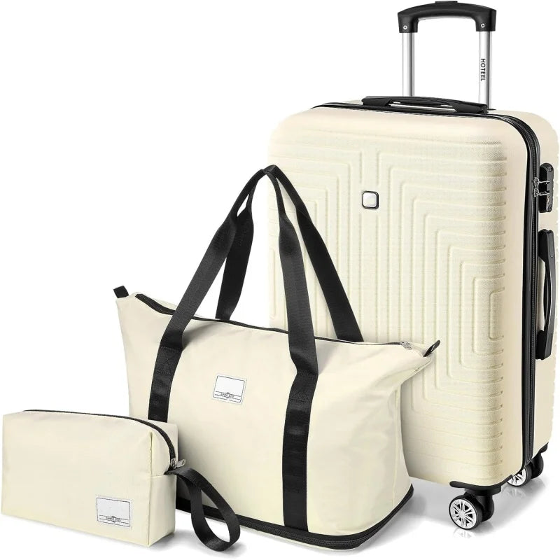 3pcs Luggage Set Hard Shell Suitcases Travel Packing Box With Wheel TSA Aproved Lock And Carry On Bag Wash Bag Travel Suit Case