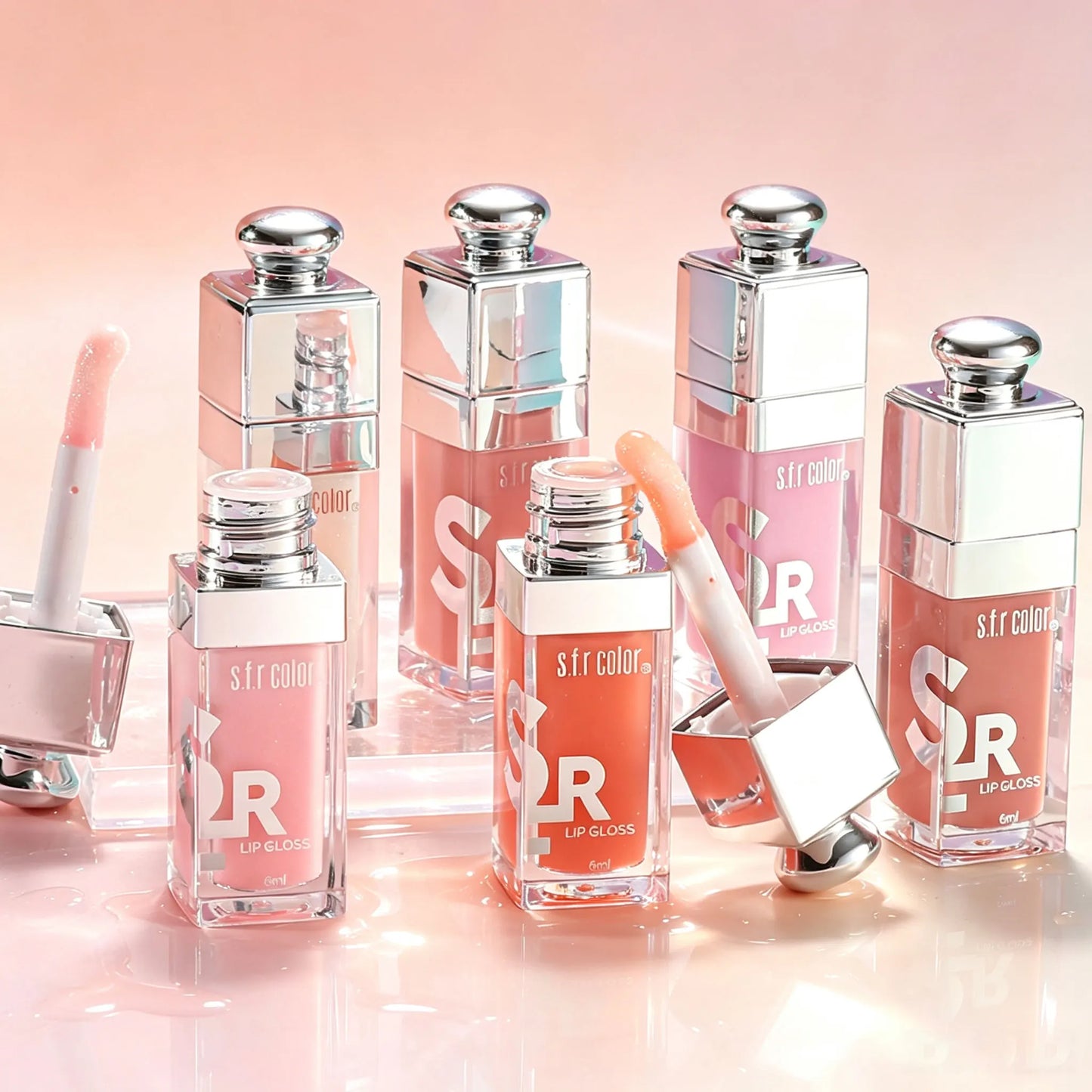 Hydrating Mirror Lip Gloss 6ml Shimmer Glitter Lip Oil Long Lasting Moisturizing Plump Lip Tint Waterproof Non‑sticky Liquid Lip Gloss Daily Lip Makeup Cosmetics