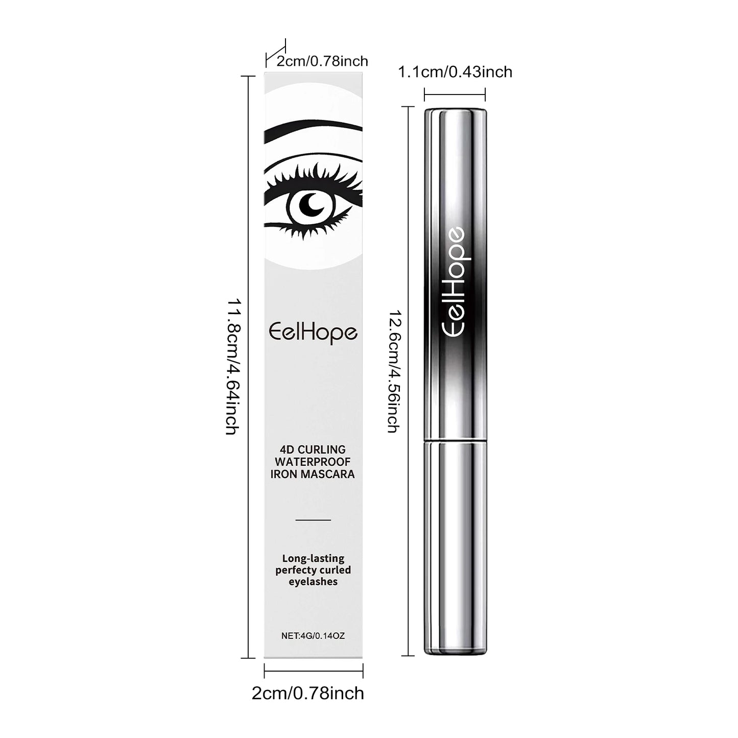 EELHOE 4g Black Mascara Waterproof Long Lasting Curling Lengthening Volumizing Eyelash Makeup For Daily Use Smudge Proof