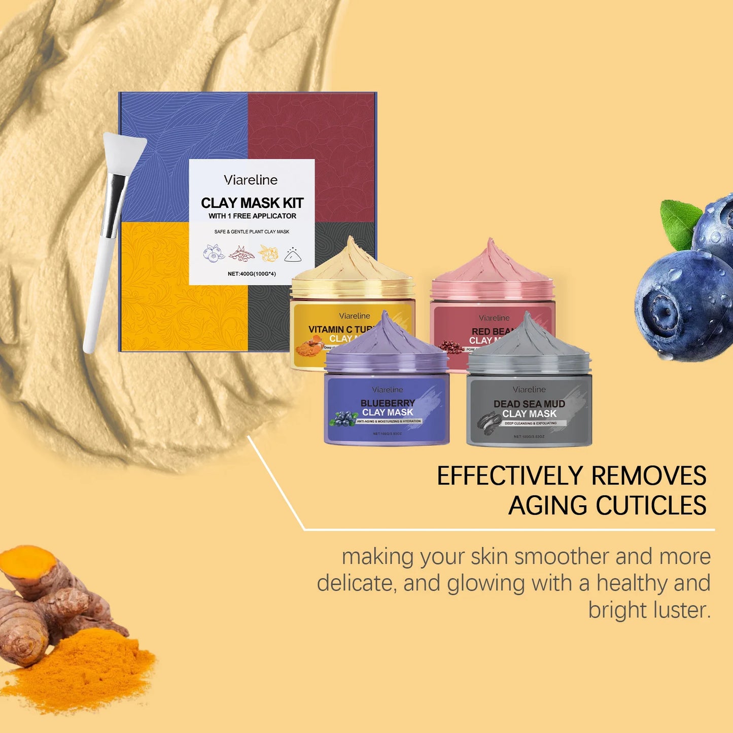 Viareline Exfoliating Facial Clay Mask Set For Pore Tightening