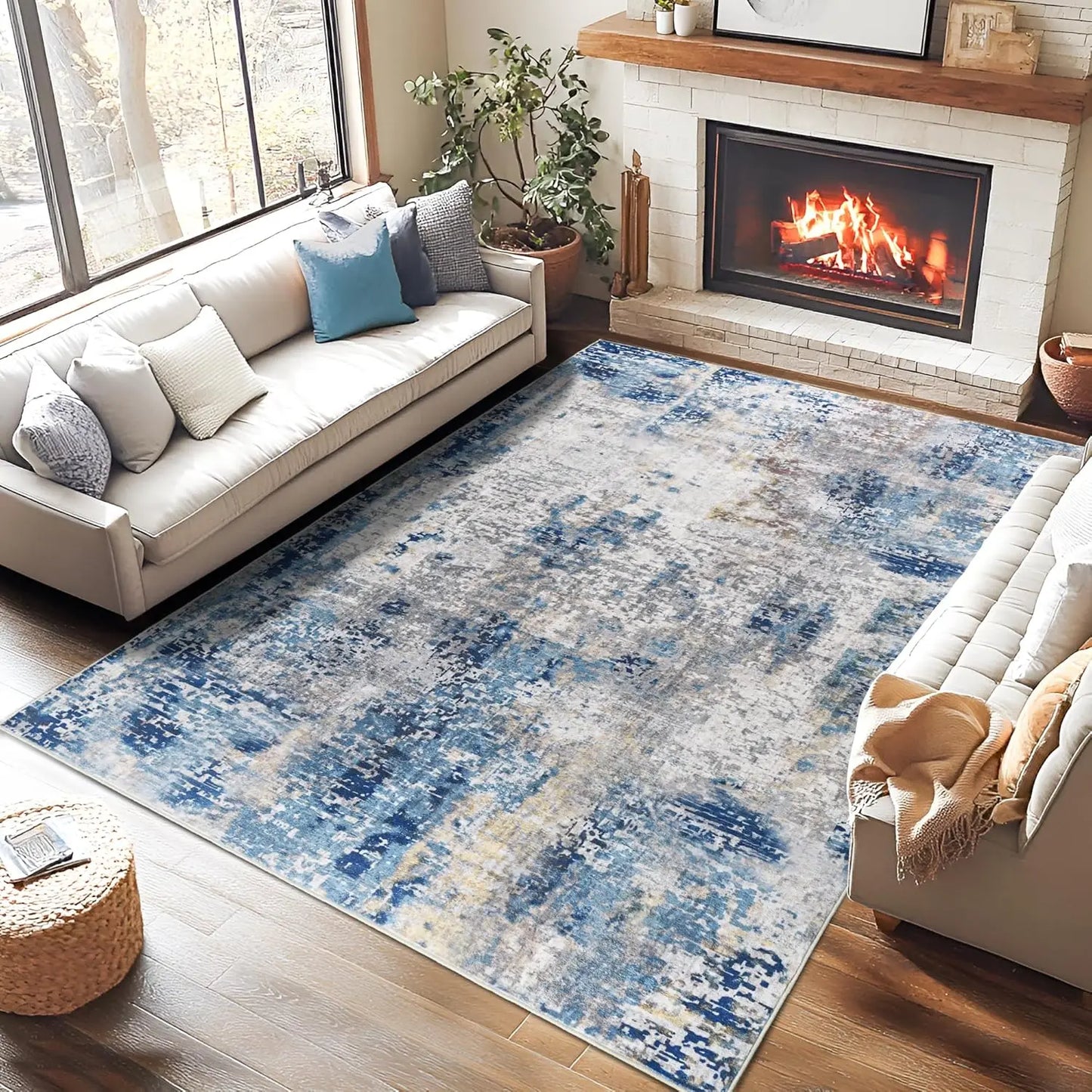 NoahasCN Modern Abstract Living Room Area Rug Non Slip