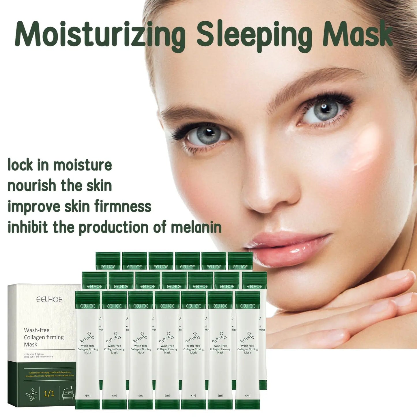Eelhoe Firming Face Mask Wash-Free Wrinkle Remover Lifting Tighten Skin Gentle Hydration Collagen Boost Nourishing Sleeping Mask