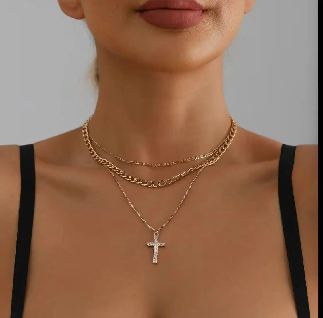 Cross Necklace for Women, Stackable Stacked Stacking Layering Layered Necklaces Dainty Gold Necklace Paperclip