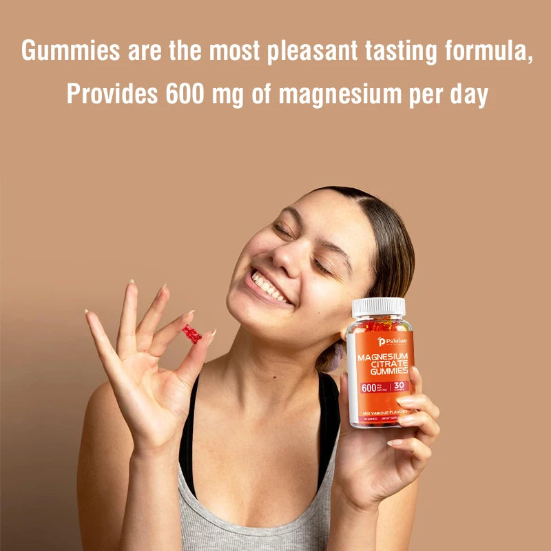 Magnesium Citrate - Muscle, Bone, Heart, Metabolism and Nerve Function, Fatigue Relief - 60 Gummies
