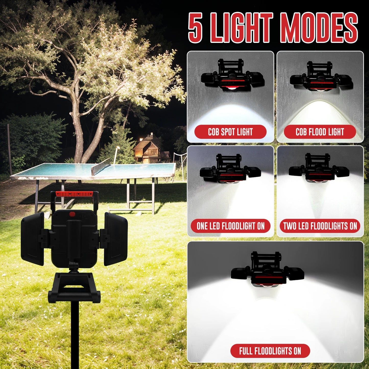 LED Work Light Rechargeable Clamp Magnetic 5 Modes Portable