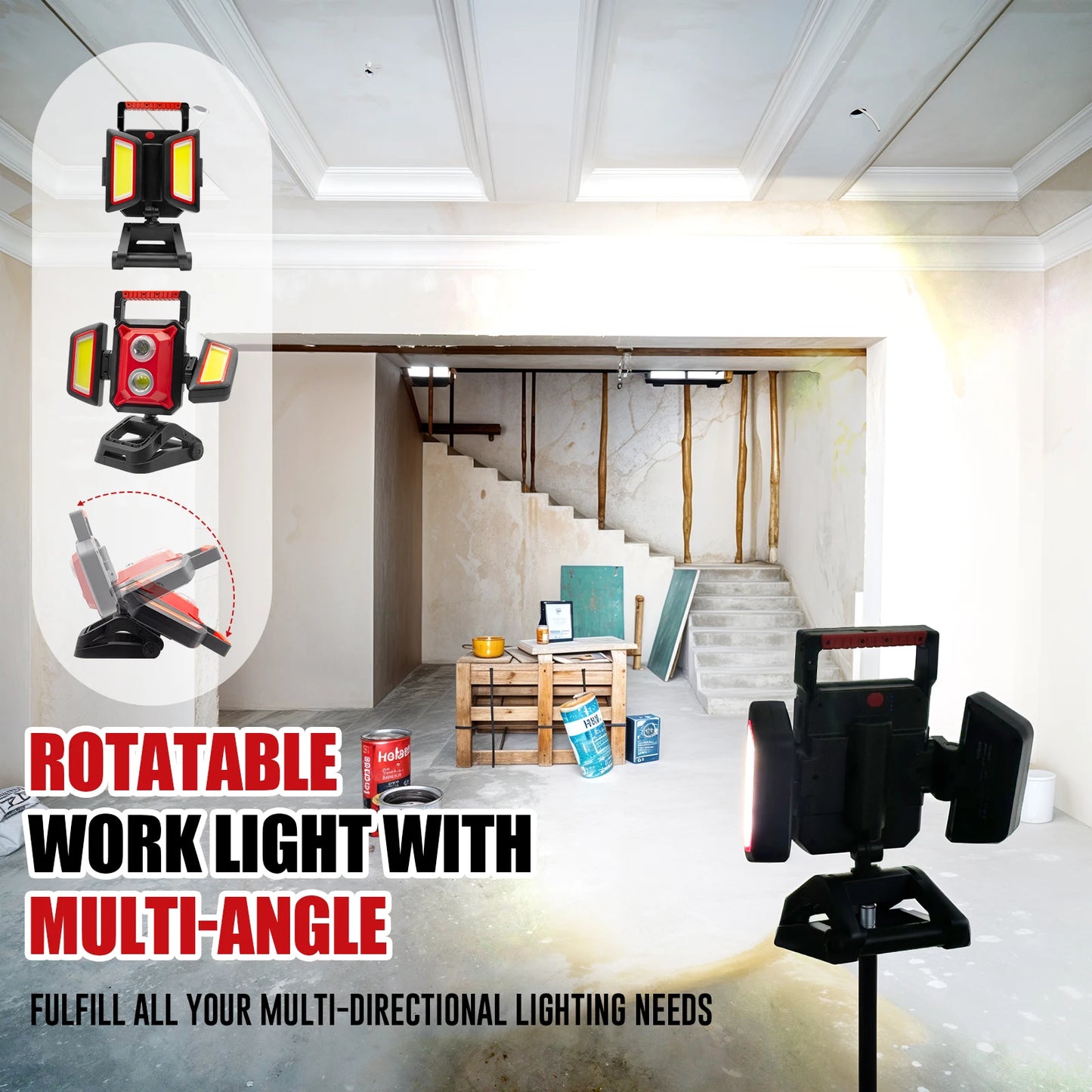 LED Work Light Rechargeable Clamp Magnetic 5 Modes Portable