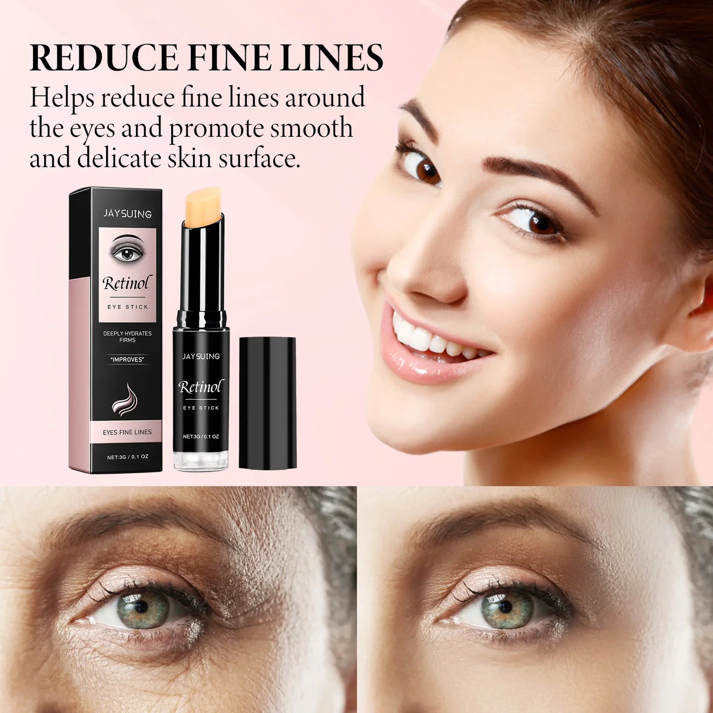 Retinol Eye Stick Deeply Hydrates Moisturizes Improve Fine Lines Dark Circles Wrinkle Bags Remover Promote Skin Elasticity Cream