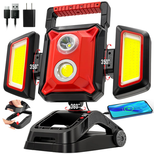 LED Work Light Rechargeable Clamp Magnetic 5 Modes Portable