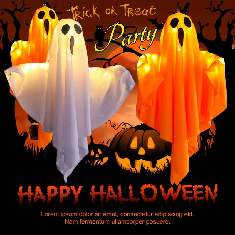LED Glow Ghost Halloween Indoor Outdoor Hanging Horror Decoration