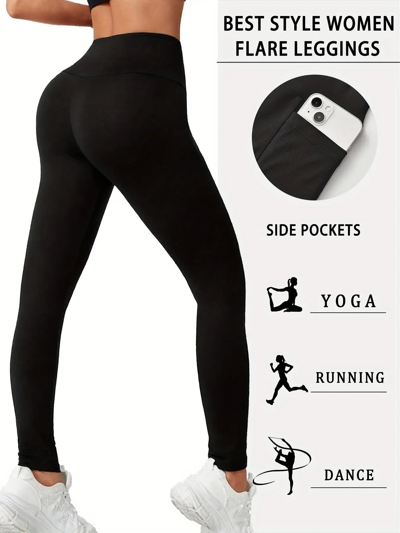 Women Fleece-Lined Yoga Pants With Pockets And Elastic Waist